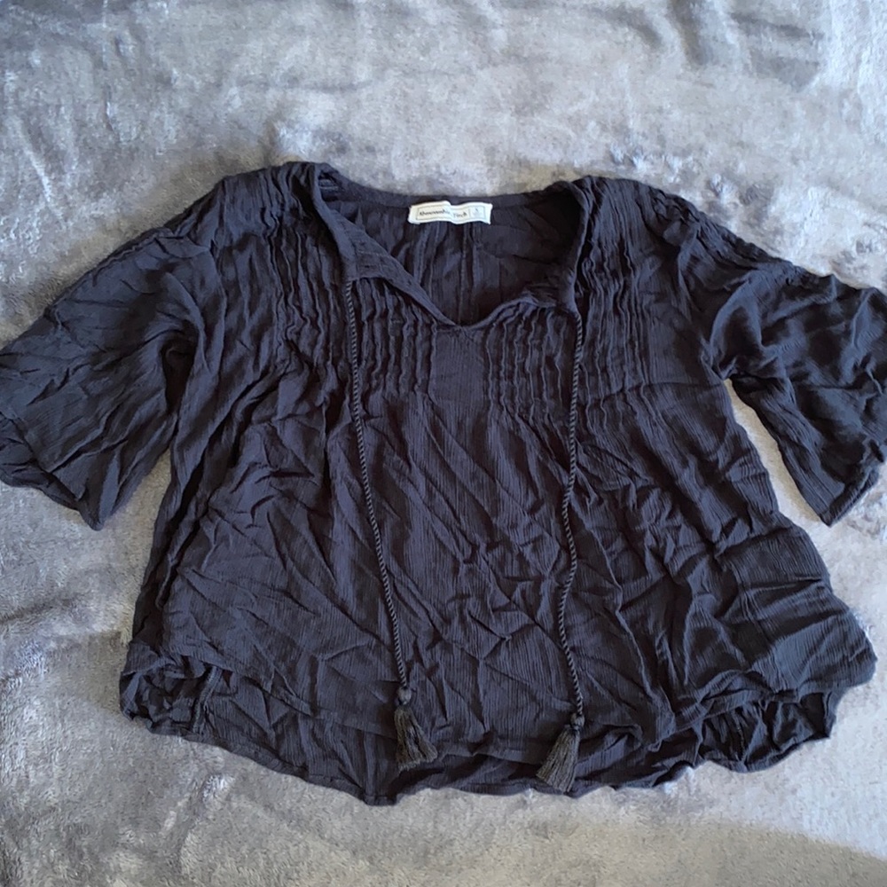 Abercrombie & Fitch Gray Blouse /w Tassels